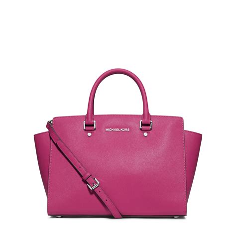 michael kors selma pink tote bag|Michael Kors selma satchel.